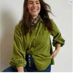 ANTHRO PILCRO CORDUROY SHIRT XS SIGOURNEY GREEN